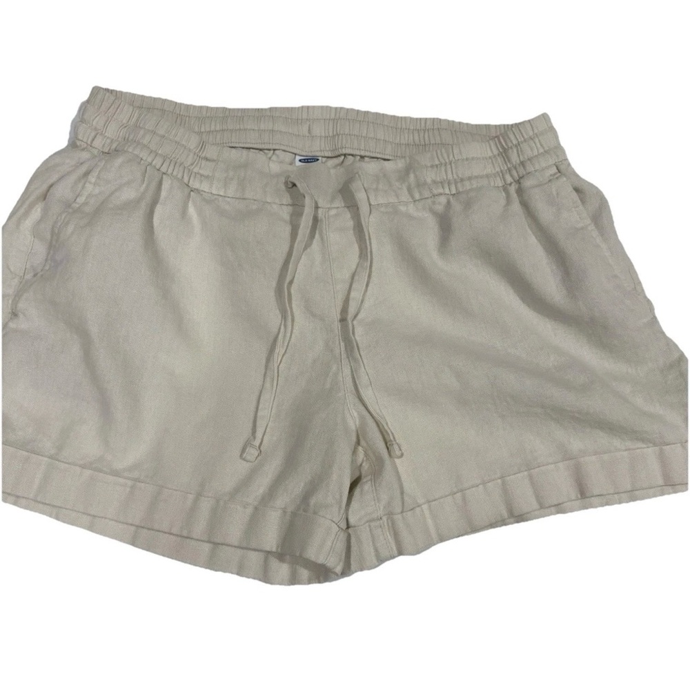 Old Navy Natural-Cream Linen Blend Drawstring Waist Shorts‎